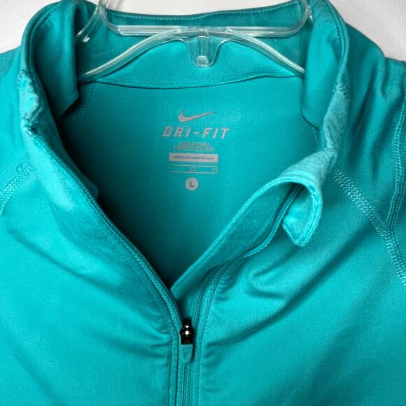 Nike Dri-FIT Element Teal Zip Pullover Top Reflective Swoosh Size Large Running - Picture 2 of 6